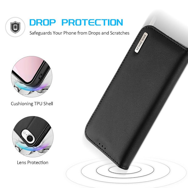 DUX DUCIS iPhone 16e Fodral HIVO Äkta Läder Svart