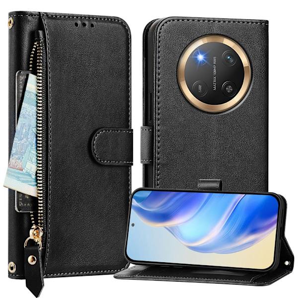 Honor Magic7 Lite Fodral Multifunktionellt Läder Svart