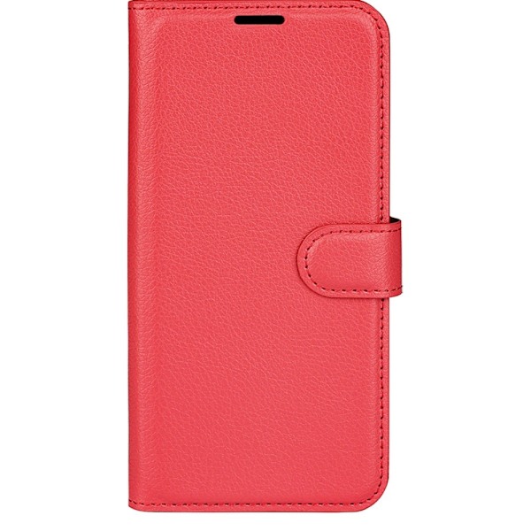 iPhone 16 Plus Fodral Litchi Läder Röd