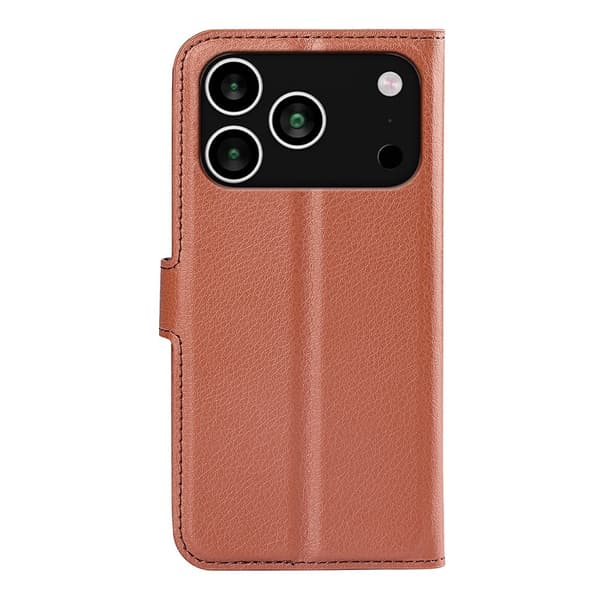 iPhone 17 Pro Max Fodral Litchi Läder Brun