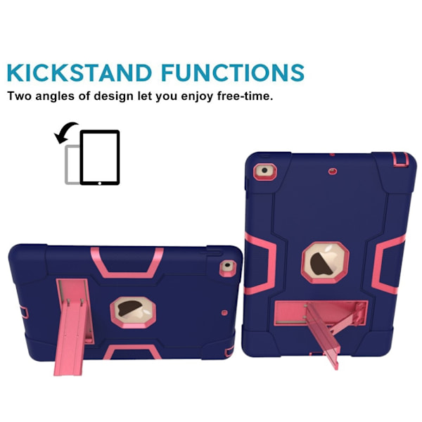 iPad 10.2 2019/2020/2021 Shockproof Hybrid Skal Med Kickstand Mörk Blå/Rosa Mörk Blå/Rosa