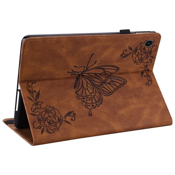 Samsung Galaxy Tab A11 / A9 Fodral Butterfly Flower Brun