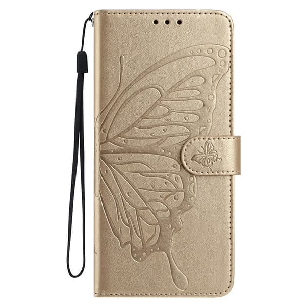 iPhone 17 Fodral Med Fjäril Tryck Guld