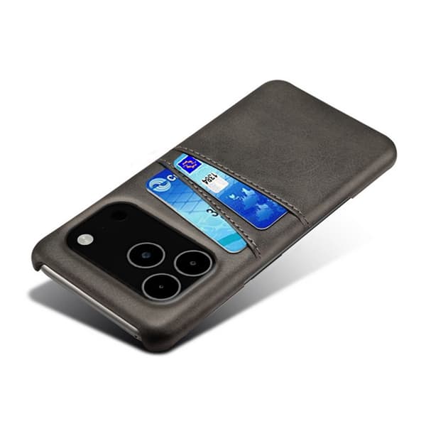 iPhone 17 Pro Max Skal Med Kortfack Läder Svart