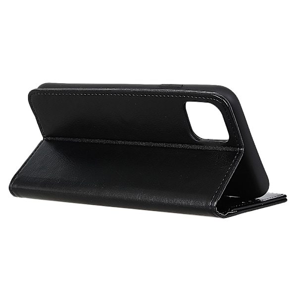 iPhone 12 Pro Max - Crazy Horse Läder Fodral - Svart Black Svart