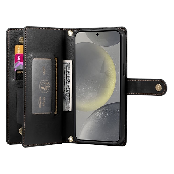 Samsung Galaxy S25 Fodral Multifunktionell Läder Svart