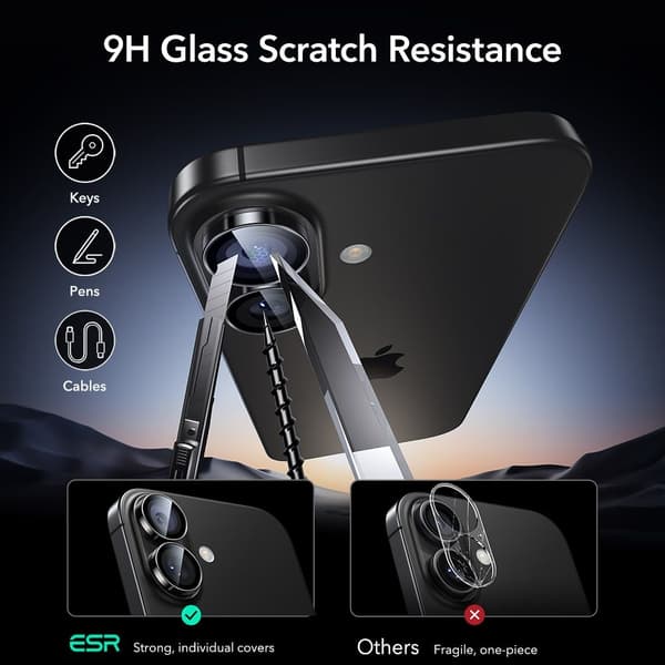ESR iPhone 16 / 16 Plus Linsskydd Armorite Svart