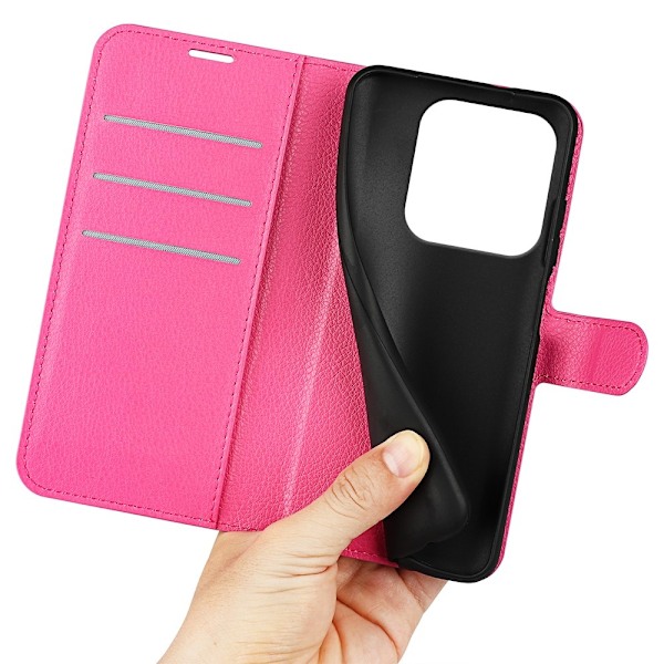 Xiaomi Redmi Note 14 5G Fodral Litchi Läder Rosa
