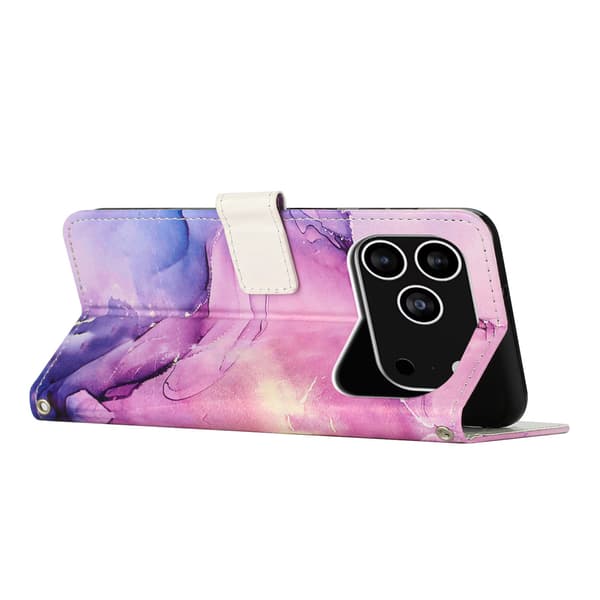 iPhone 17 Pro Fodral Läder Marmor Lila