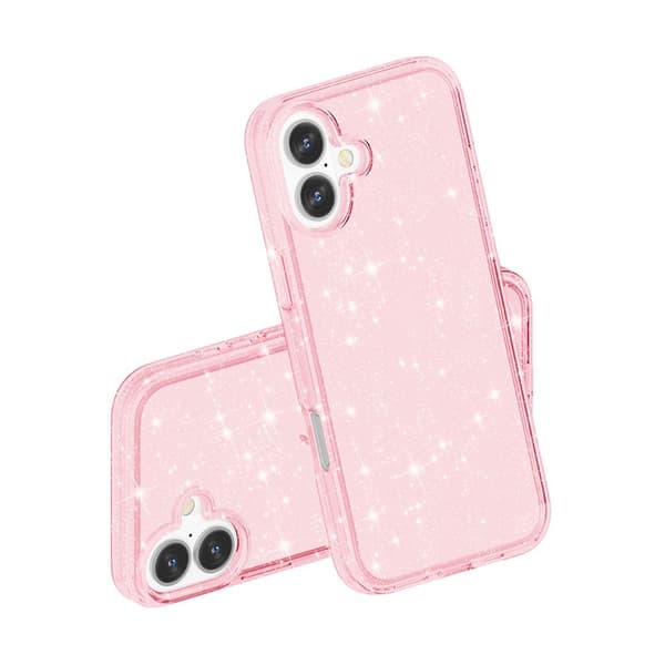 iPhone 17 Skal Hybrid Glitter Rosa