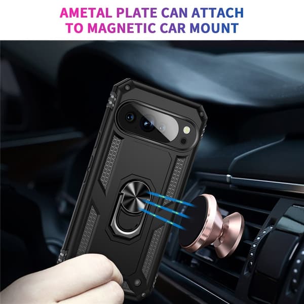 Google Pixel 10 / 10 Pro Skal Armor Ring Hybrid Svart