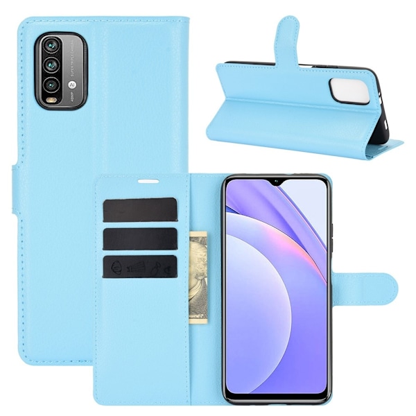 Xiaomi Redmi 9T - Litchi Läder Fodral - Blå Blue Blå
