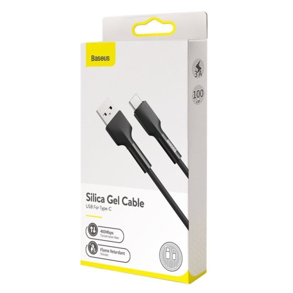 Baseus Silica Gel 1m 3A USB-C Kabel - Svart Black Svart
