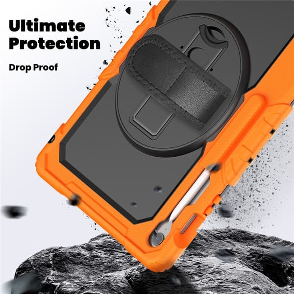 Galaxy Tab S10 FE Plus Skal 360 Shockproof Hybrid Kickstand Orange