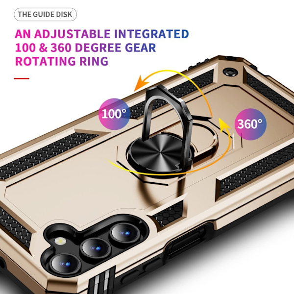 Samsung Galaxy A15 5G Skal Armor Ring Hybrid Guld
