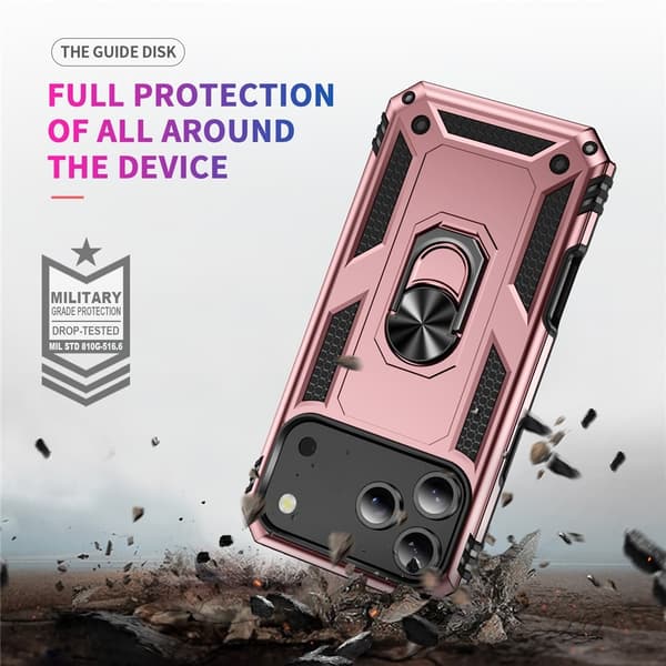 iPhone 17 Pro Skal Shockproof Hybrid Ring Roséguld