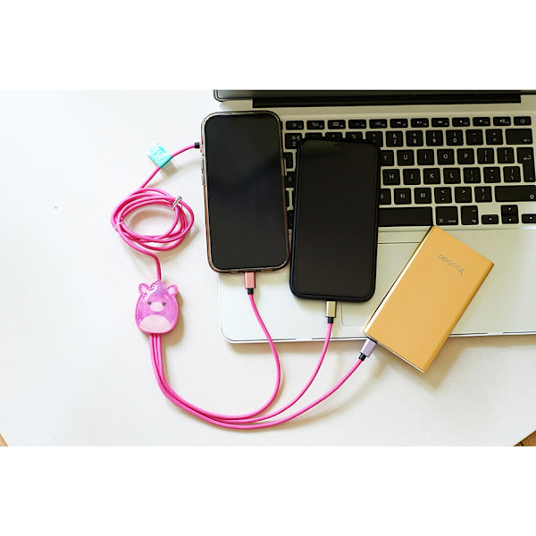 Squishmallows Laddningskabel 1,2m  3in1 USB-C/Micro/Lightning Lola