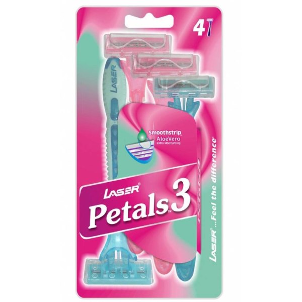 Rakhyvel 96x4-pack Laser Petals, 3-bladiga rakhyvlar för tjejer