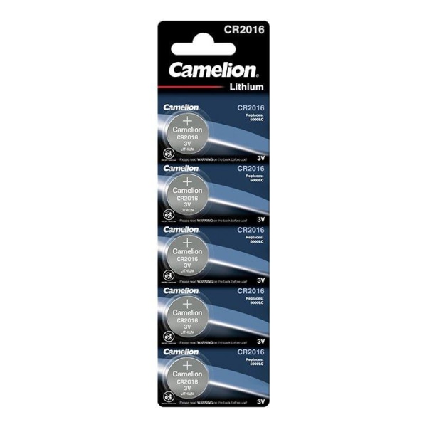 CR2016 Batteri 5-pack Litium Knappcell Camelion Silver
