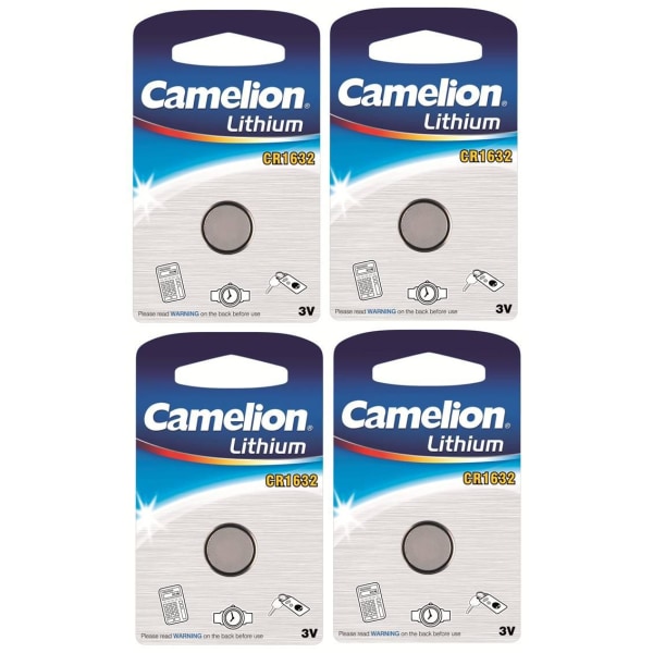 CR1632 knappcellsbatteri 4-pack Camelion Litium Silver