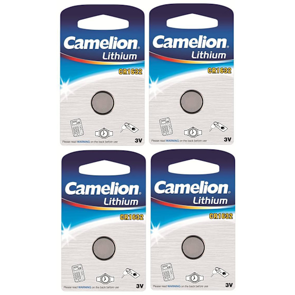 CR1632 knappcellsbatteri 4-pack Camelion Litium Silver