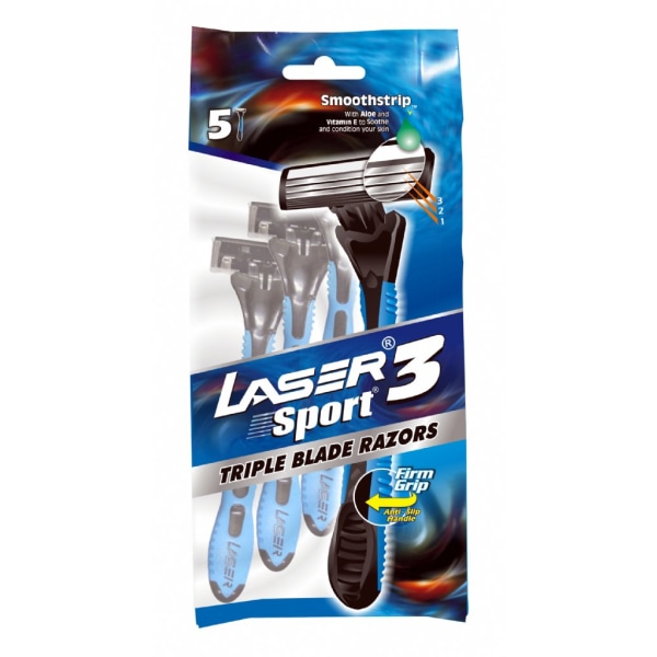 Rakhyvel 5-pack Laser Sport3, 3-bladiga rakhyvlar för män, killa