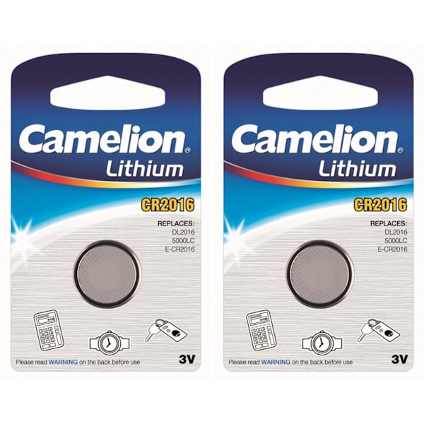 2-pack CR2016 Batteri  Knappcell 3V Litium Lithium