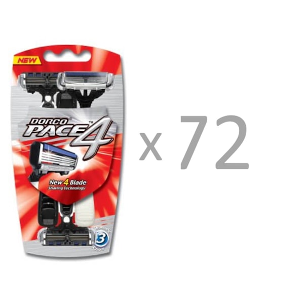 Rakhyvel Dorco Pace4 72 x 3-pack , 4-bladiga rakhyvlar för män, killar