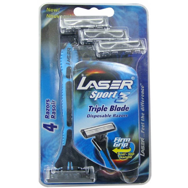 Rakhyvel 96 x 4-pack Laser Sport, 3-bladig hyvel för män, killar