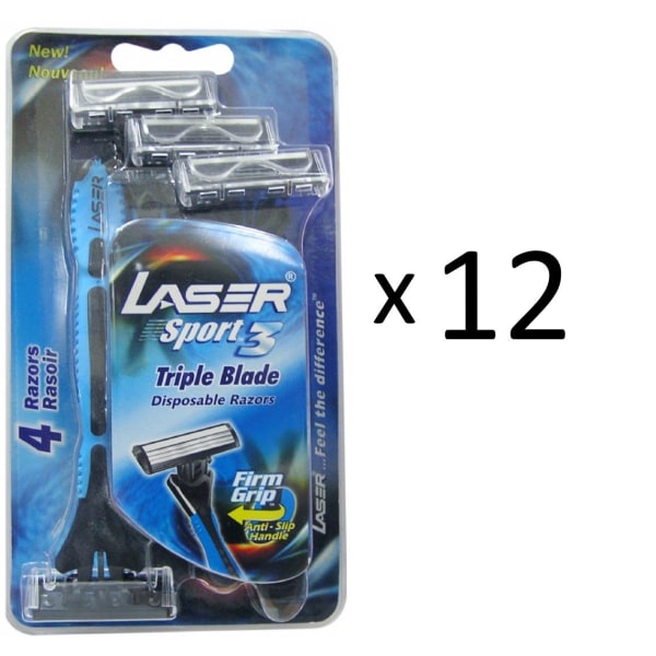 Rakhyvel 48-pack Laser Sport, 3-bladig hyvel för män, killar