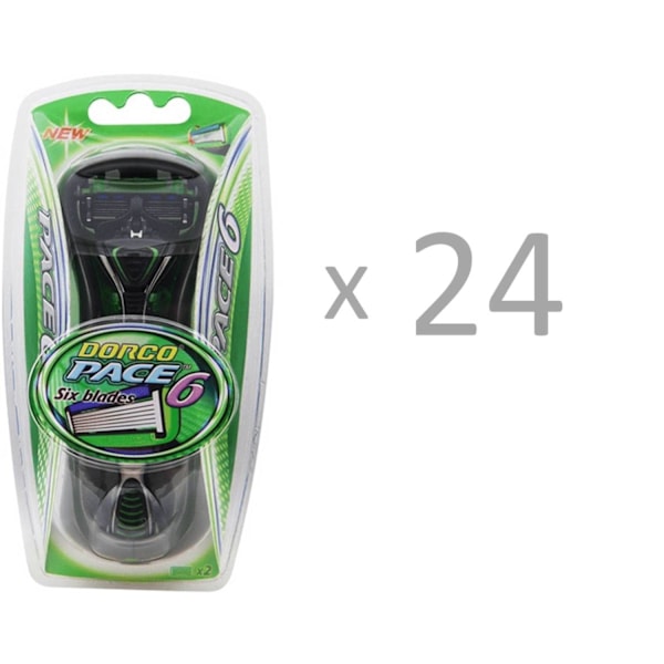 24st Dorco Pace6 rakhyvel + 48st rakblad - 6-bladig hyvel för män