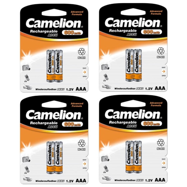 Camelion 8st laddningsbara batterier AAA NiMH 600 mAh  laddnings