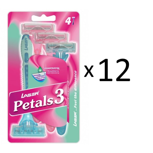 Rakhyvel 48-pack Laser Petals, 3-bladiga rakhyvlar för tjejer