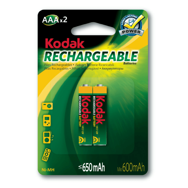 Laddningsbara AAA batterier 2-pack 650 mAh NiMH Kodak