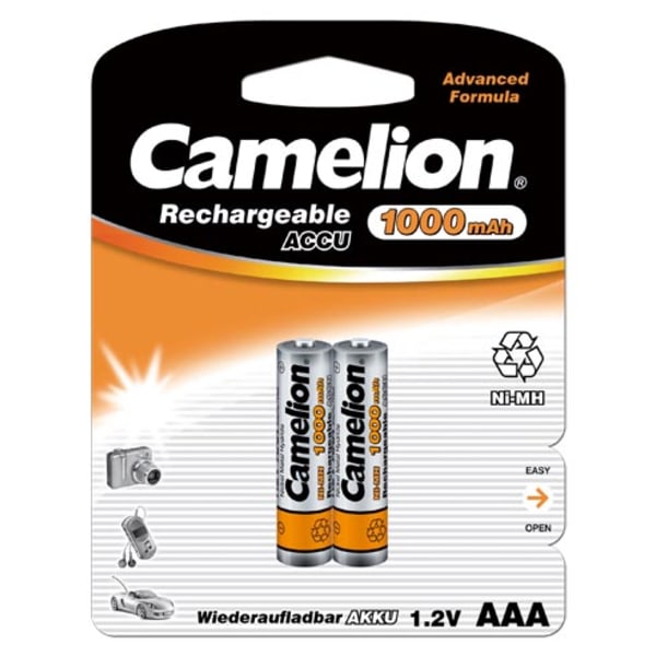 Camelion 2st batterier AAA NiMH 1000mAh laddningsbara laddningsb
