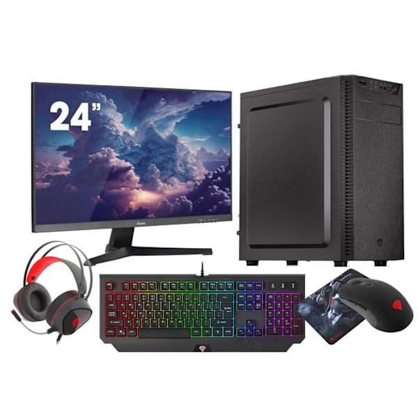 VIST PC Gaming Ryzen 7 5700G - 32 GB RAM - 1 TB M.2 SSD - WIFI - 24" - Windows 11 Pro