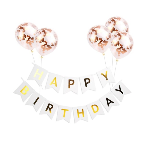 6st metallic guld grattis på födelsedagen ballong kit part konfetti ballonger