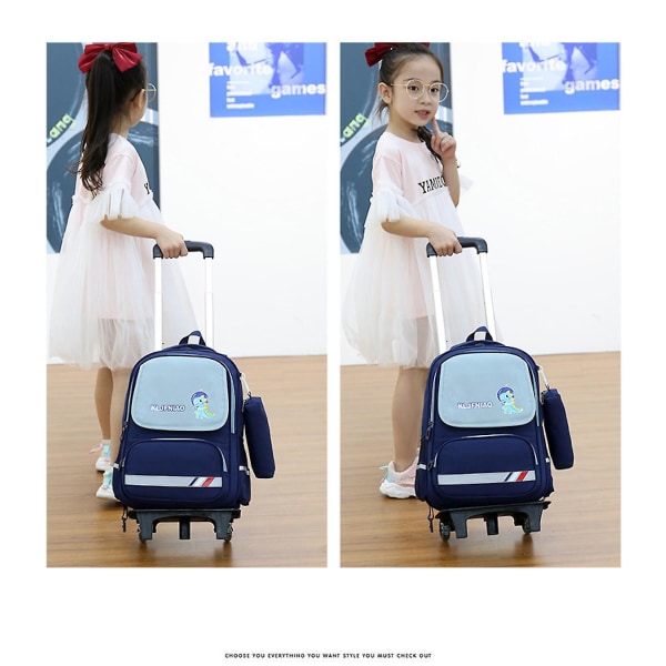 Vattentät skolväska Trendig rullande ryggsäck Tecknad Blå Stegklättrande  ryggsäck med hjul för barn c530 | Fyndiq