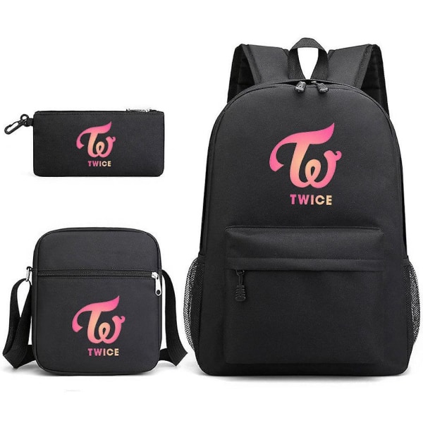 3st/ set Kpop Twice Satchel Anime Skolväska Ryggsäck Med Pencil Bag Messenger Bag