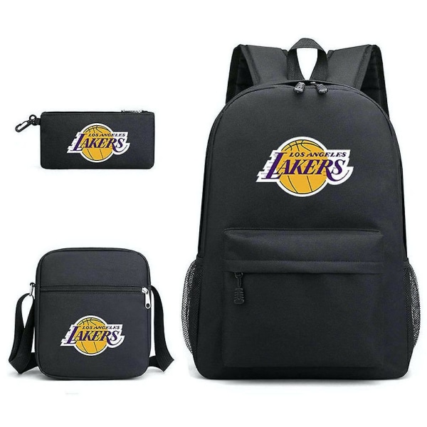 3st/ set Basket Star School Bag Team Of La Lakers Satchel Ryggsäck Med Pencil Bag Messenger Bag
