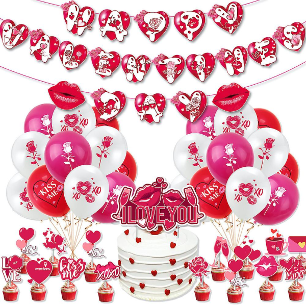Röda alla hjärtans dag ballonger Festival dekor latex set festdekoration