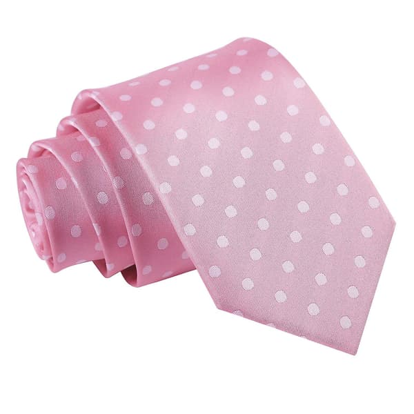 Rosa prikkete klassisk smal slips