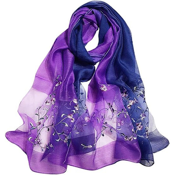 Silkeull broderad silkescarf grossist gradientfärg Mulber