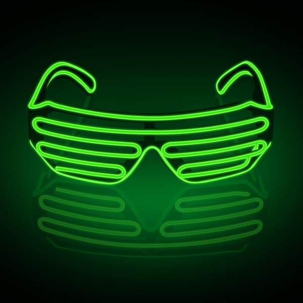 (Lys grønn) Neon Rave Briller El Wire Blinkende LED Solbriller L