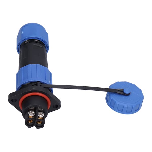 Waterproof Connector 2 Pin IP68 Aviation Power Socket 250V 20A Flanged for Cable Wire LP16