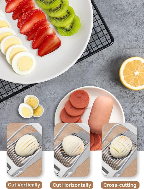 Upgraded Egg Slicer, Egg Slicer for Hard Boiled Eggs, Egg Strawberry Mushroom Soft Fruit, Dishwasher Safe and Easy to Clean