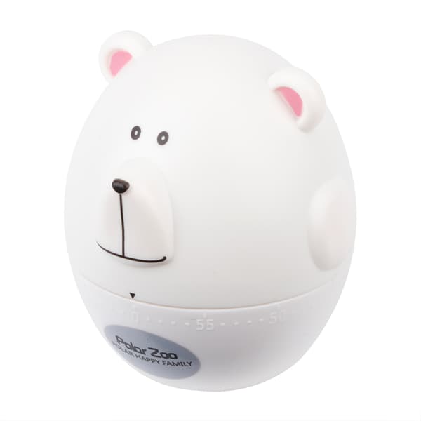 Portable Cute Cartoon Animal Bear Shape Kitchen Cooking Mechanical Timer Alarm White