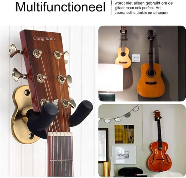 Guitar Stand, Wall Mount Hook, Metal, 2-Pack, Universal for Guitar