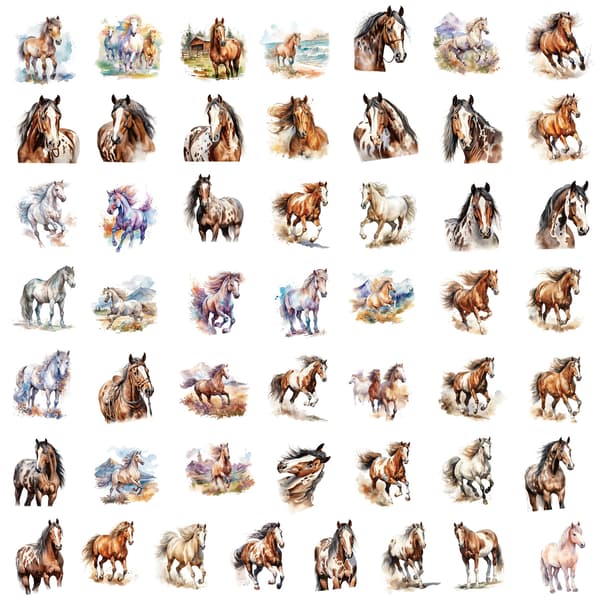 50 Stickers - Animals - Horse Stickers