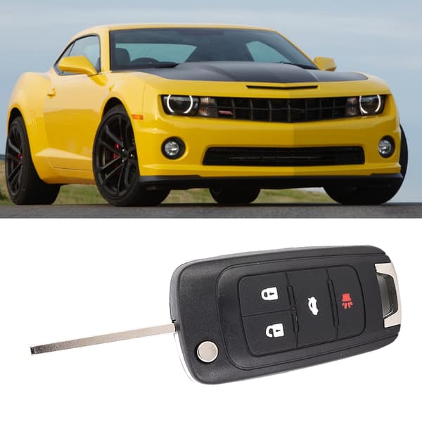 Bil 4-knapps sammenleggbart fjernkontrollnøkkeldeksel Svart erstatning passer til CHEVROLET